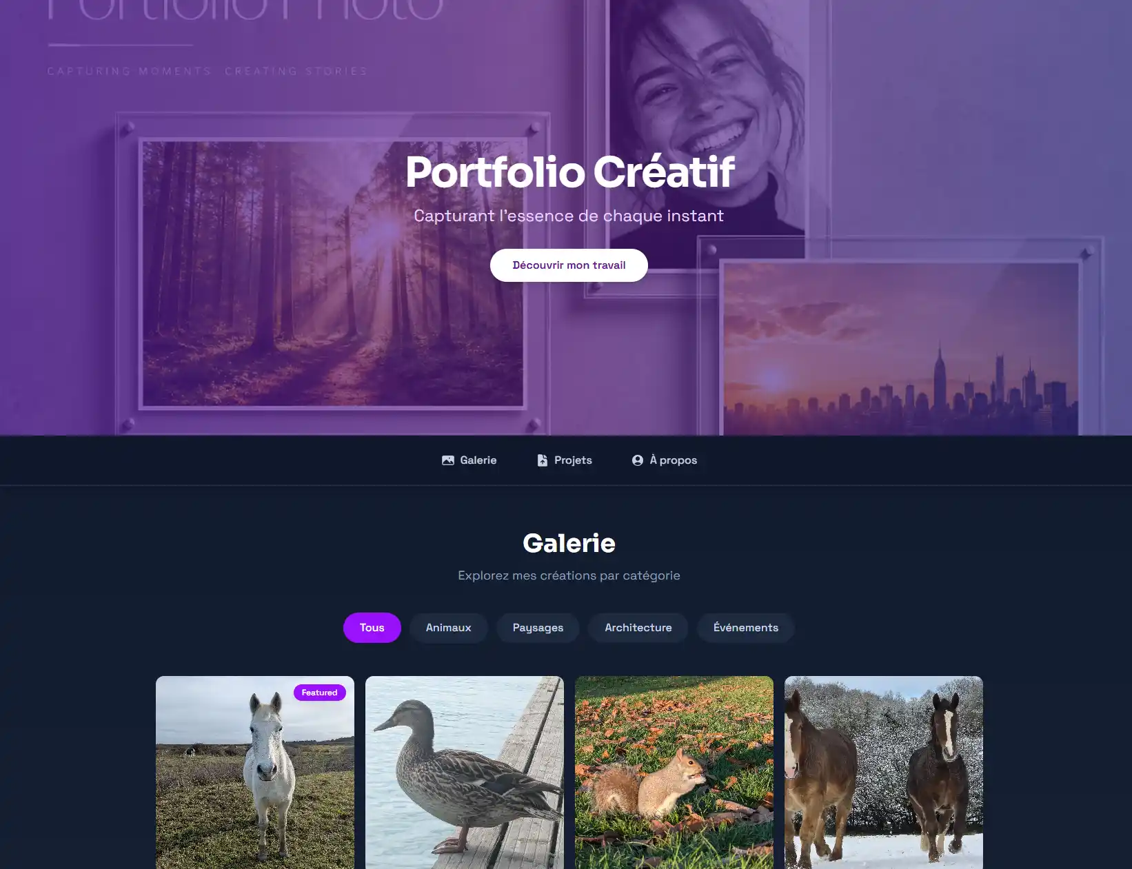 Portfolio créatif à l'écran